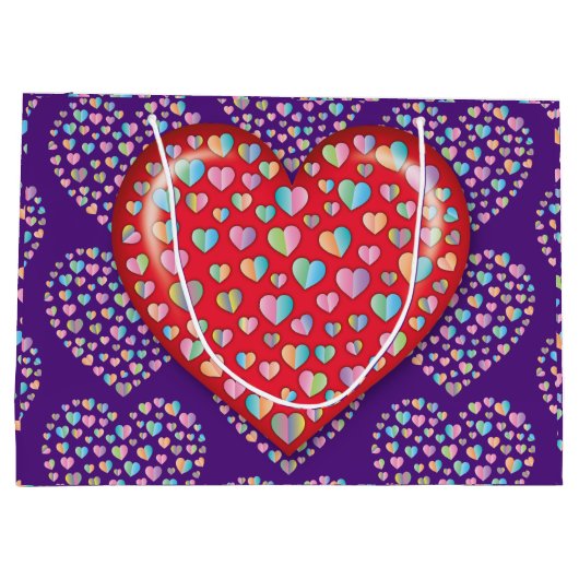 Grand Sac Cadeau Conception de cœur simple éditable élégante (Dos)