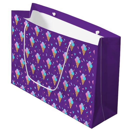 Grand Sac Cadeau Conception de cônes de glace  (Devant Angle)