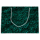 Grand Sac Cadeau Conception de la série Léopard sarcelle et or 5 (Devant)