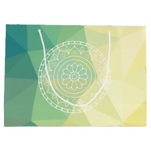 Grand Sac Cadeau Conception de mandala de fleurs rondes