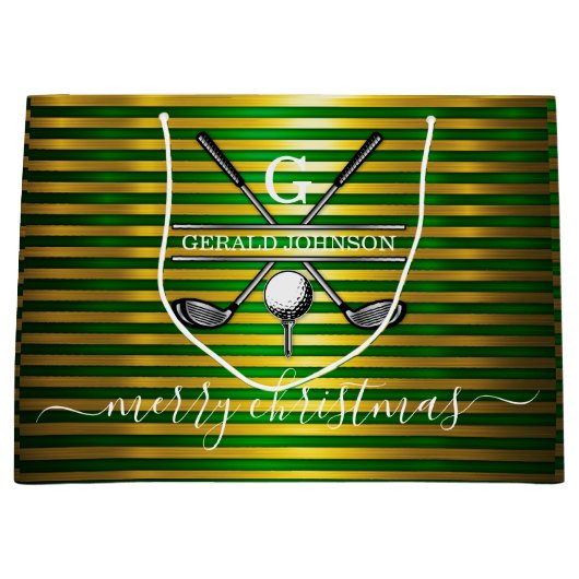 Grand Sac Cadeau Conception de monogramme de golf élégant minimalis (Devant)