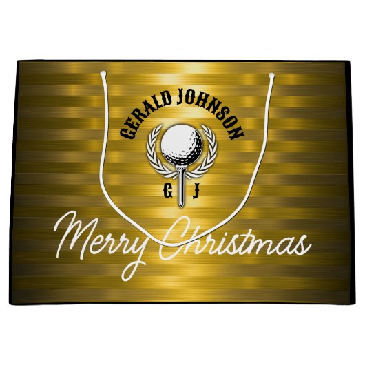 Grand Sac Cadeau Conception de monogramme de golf élégant personnal (Devant)