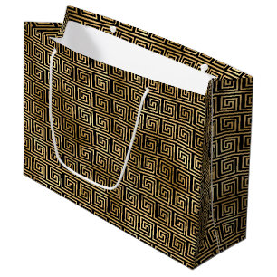 Grand Sac Cadeau Conception de motif en spirale de clé grecque Art