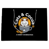 Grand Sac Cadeau Conception de Mug de vacances avec Cosy Cat et Paw (Devant)