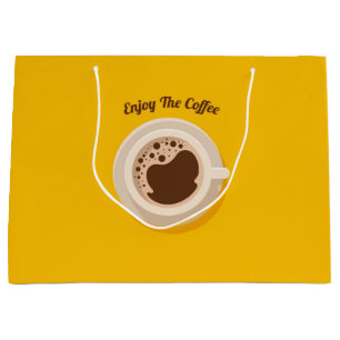 Grand Sac Cadeau Conception de papier de café de tasse chaude Magas
