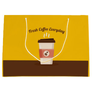 Grand Sac Cadeau Conception de papier de café en tasse chaude Magas