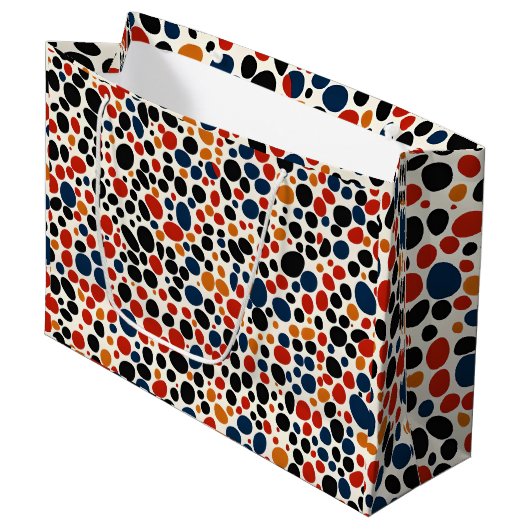 Grand Sac Cadeau Conception de points colorés (Devant Angle)