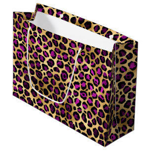 Grand Sac Cadeau Conception de série Leopard violet et or 4
