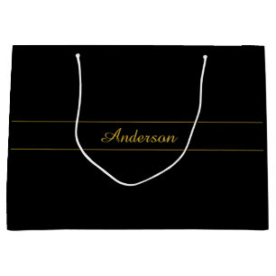 Grand Sac Cadeau Conception de texte personnalisable simple or et n
