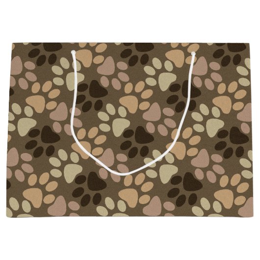 Grand Sac Cadeau Conception d'empreinte de patte (Devant)