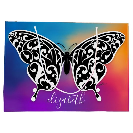 Grand Sac Cadeau Conception élégant de sac-cadeau papillon par Eksi (Dos)