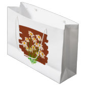 Grand Sac Cadeau Conception florale rustique sur fond marron (Devant Angle)