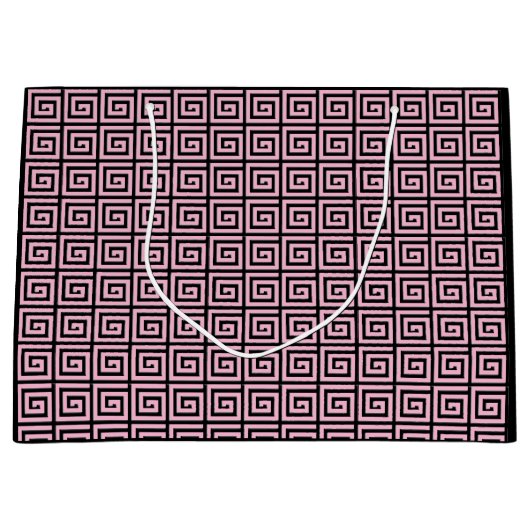 Grand Sac Cadeau Conception principale grecque - rose et noir (Devant)