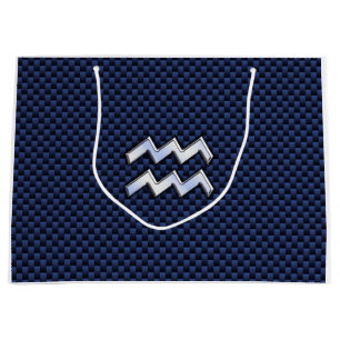 Grand Sac Cadeau Connexion Aquarius en fibre de carbone bleue