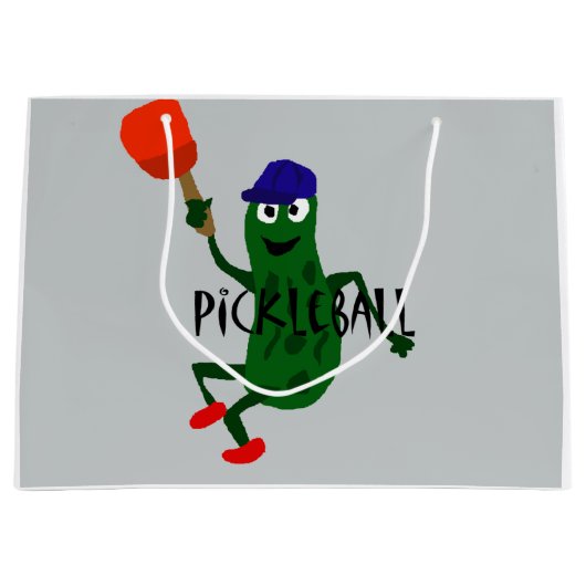 Grand Sac Cadeau Conserves au vinaigre drôles jouant Pickleball (Devant)