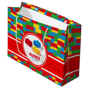 Grand Sac Cadeau Construction de bloc de Bulding et anniversaire