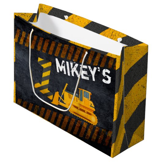 Grand Sac Cadeau Construction Vehicle|Black & Yellow|1er anniversai (Devant Angle)