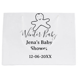 Grand Sac Cadeau cookie de baby shower d'hiver gribouillage noir de