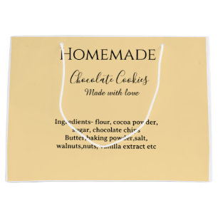 Grand Sac Cadeau Cookies au chocolat faits maison avec amour ajoute