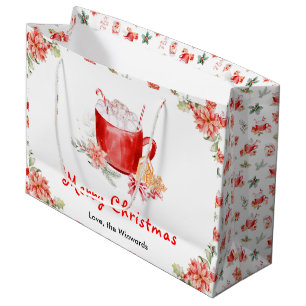 Grand Sac Cadeau Cookies de vacances et rouge de Noël Merry Christm