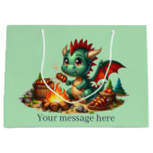 Grand Sac Cadeau Cool BBQ Dragon ajouter du texte (Devant)