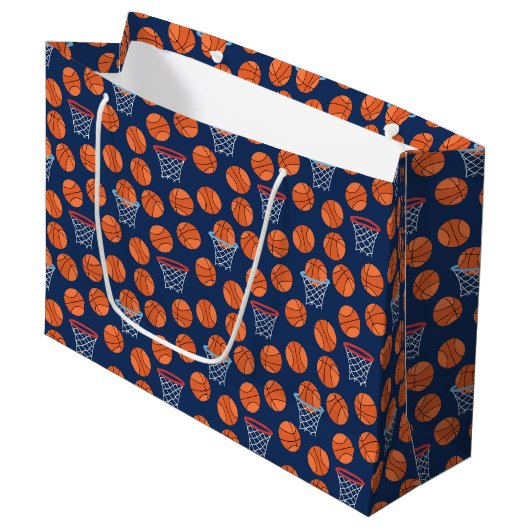 Grand Sac Cadeau cool carrelé basket-ball motif (Devant Angle)