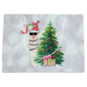 Grand Sac Cadeau Cool Christmas Llama | Joy Typography | Réserver (Devant)