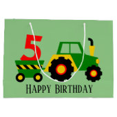 Grand Sac Cadeau cool de 5 ans tracteur fête d'anniversaire (Dos)