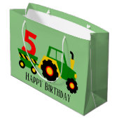 Grand Sac Cadeau cool de 5 ans tracteur fête d'anniversaire (Dos Angle)