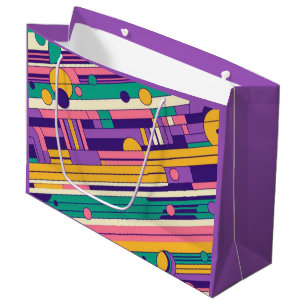 Grand Sac Cadeau Cool, design rétro coloré des années 80/90