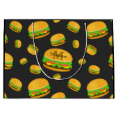Grand Sac Cadeau Cool et amusant yummy burger motif Monogramme (Devant)