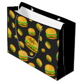 Grand Sac Cadeau Cool et amusant yummy burger motif Monogramme (Devant Angle)