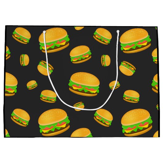 Grand Sac Cadeau Cool et amusant yummy burger motif Monogramme (Dos)