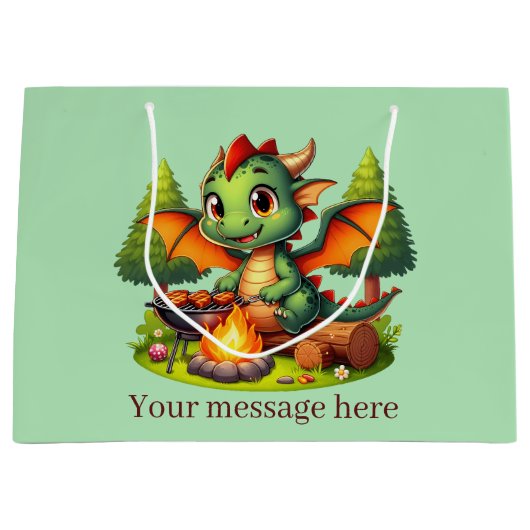 Grand Sac Cadeau Cool Grilling Dragon ajouter du texte (Devant)