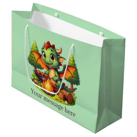 Grand Sac Cadeau Cool Grilling Dragon ajouter du texte (Devant Angle)