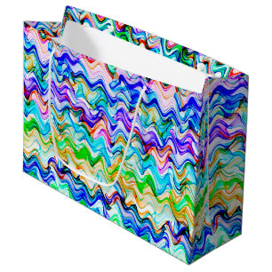 Grand Sac Cadeau Cool multicolore Wavy Zig Zag Motif