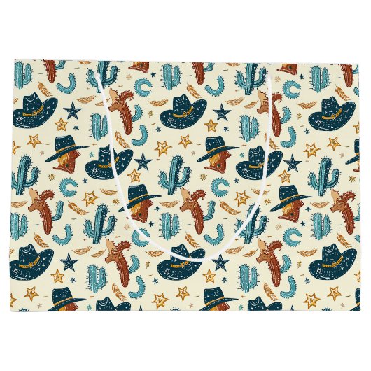 Grand Sac Cadeau Cool Pays Ouest cowboy carrelé (Dos)