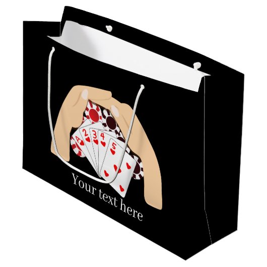 Grand Sac Cadeau cool poker nuit ajouter texte casino (Devant Angle)