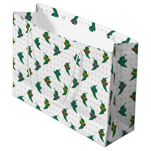 Grand Sac Cadeau Cool Shades Green Chili Motif (Devant Angle)