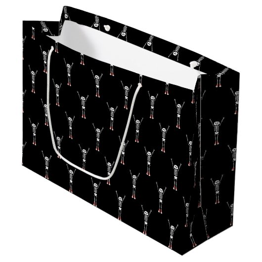 Grand Sac Cadeau Cool Skeleton Halloween Design (Devant Angle)
