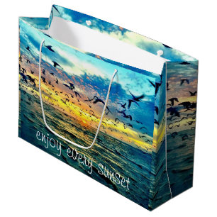 Grand Sac Cadeau Copie colorée de coucher du soleil d'océan