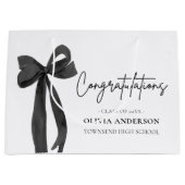 Grand Sac Cadeau Coquette Black Bow Graduation Félicitations (Devant)