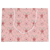 Grand Sac Cadeau Coquette Candy Cane Pattern Holiday (Devant)