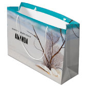 Grand Sac Cadeau Coquillages blancs sur une plage tropicale Anniver (Dos Angle)