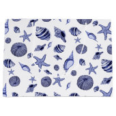 Grand Sac Cadeau Coquillages bleus et blancs (Devant)