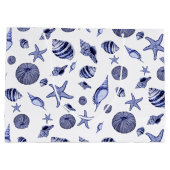 Grand Sac Cadeau Coquillages bleus et blancs (Dos)