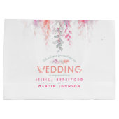 Grand Sac Cadeau corail mariage orange rose fleurs merci cadeau (Dos)