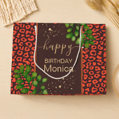 Grand Sac Cadeau Coral Brown Leopard Print