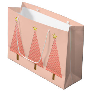 Grand Sac Cadeau Coral polka dot moderne sapin de Noël