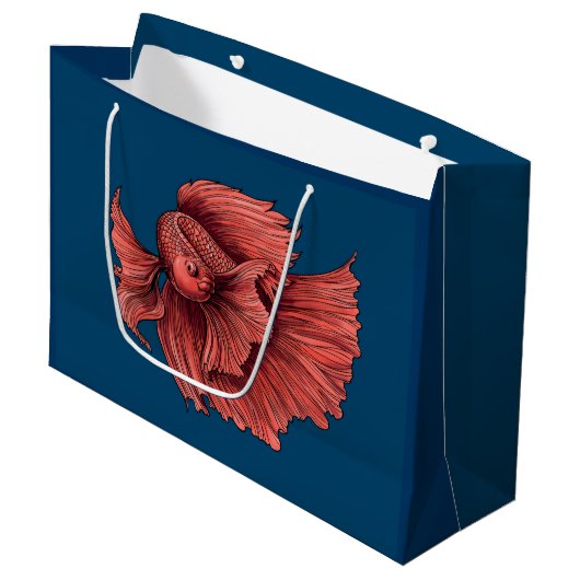 Grand Sac Cadeau Coral Siamese combat le poisson (Devant Angle)